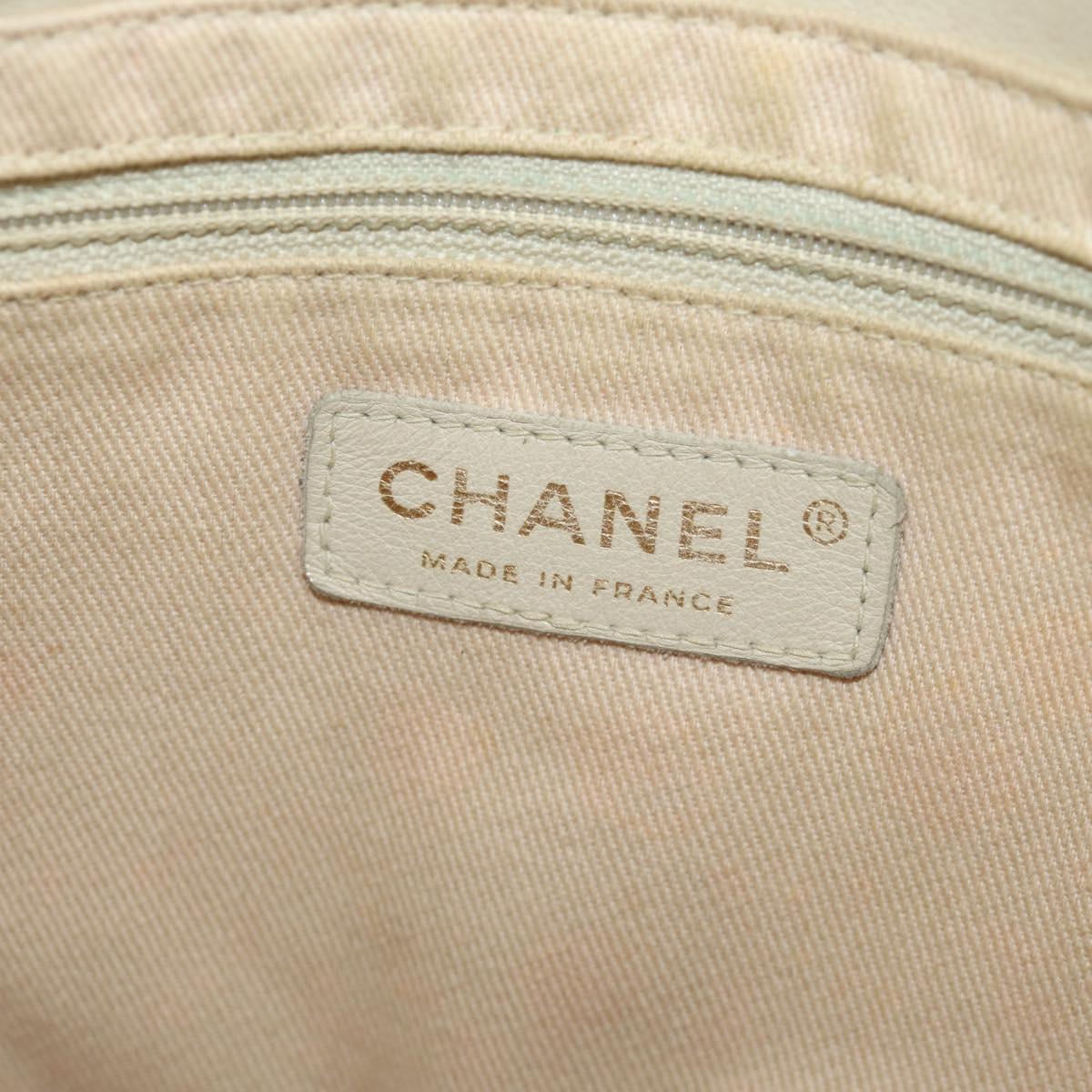 CHANEL Tote Bag Lamb Skin Beige Gold CC Auth 118935V