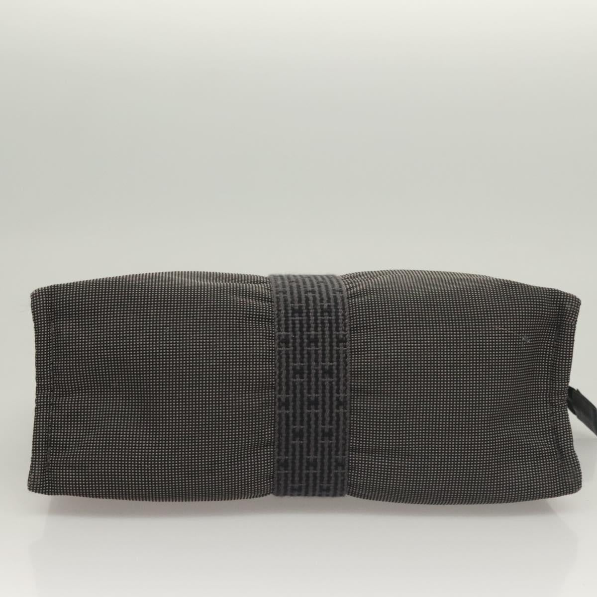 HERMES Her Line Clutch Bag Canvas Gray Auth 118940