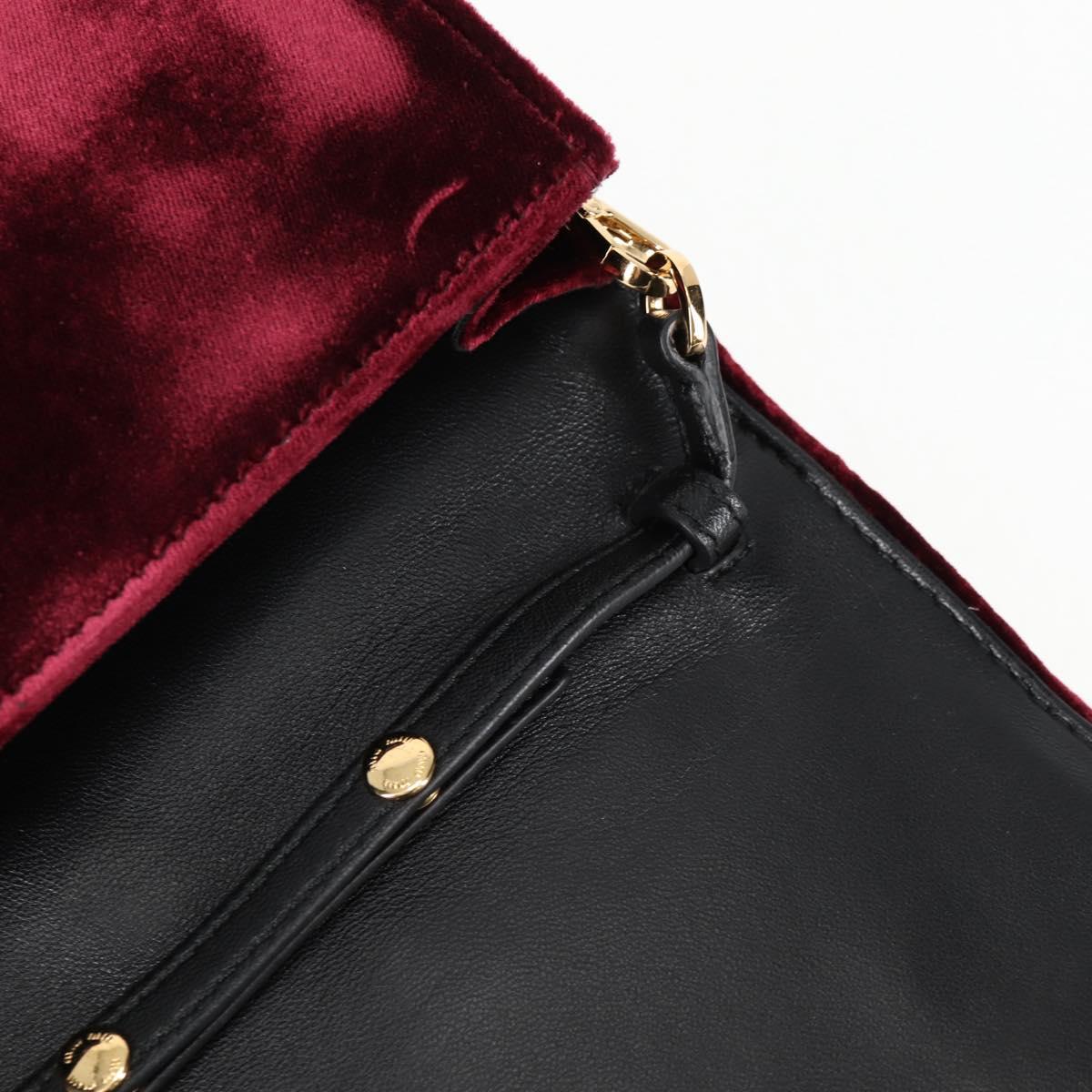 Miu Miu Matelasse Bijoux Shoulder Bag Velor Wine Red Gold Auth 118941M