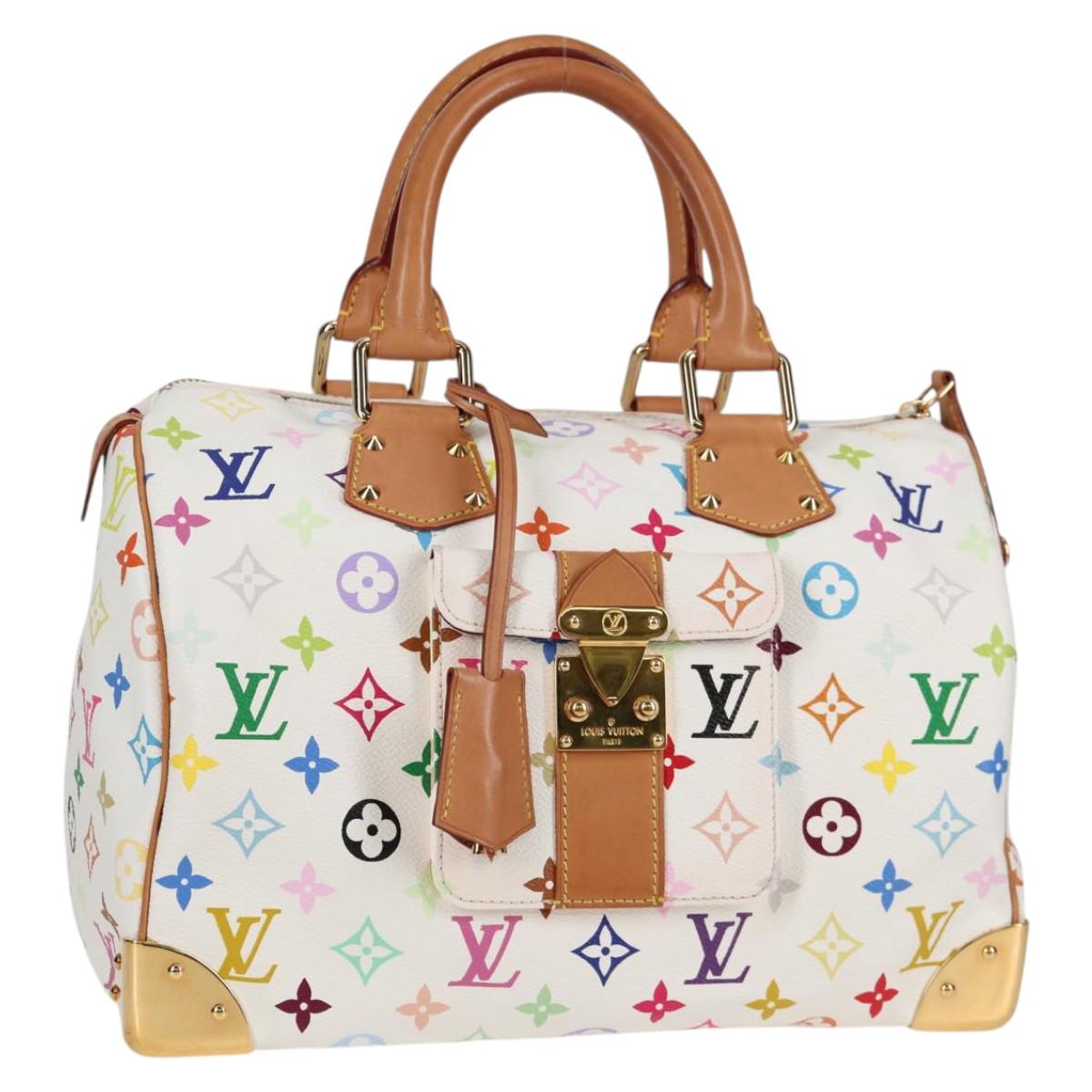 LOUIS VUITTON Monogram Multicolor Speedy 30 Hand Bag White M92643 Auth 118954V