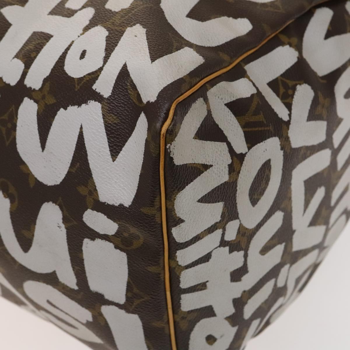 LOUIS VUITTON Monogram Graffiti Keepall 50 Boston Bag White M92197 Auth 118956