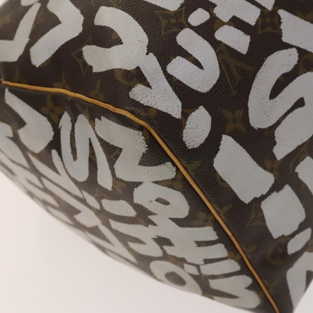 LOUIS VUITTON Monogram Graffiti Keepall 50 Boston Bag White M92197 Auth 118956