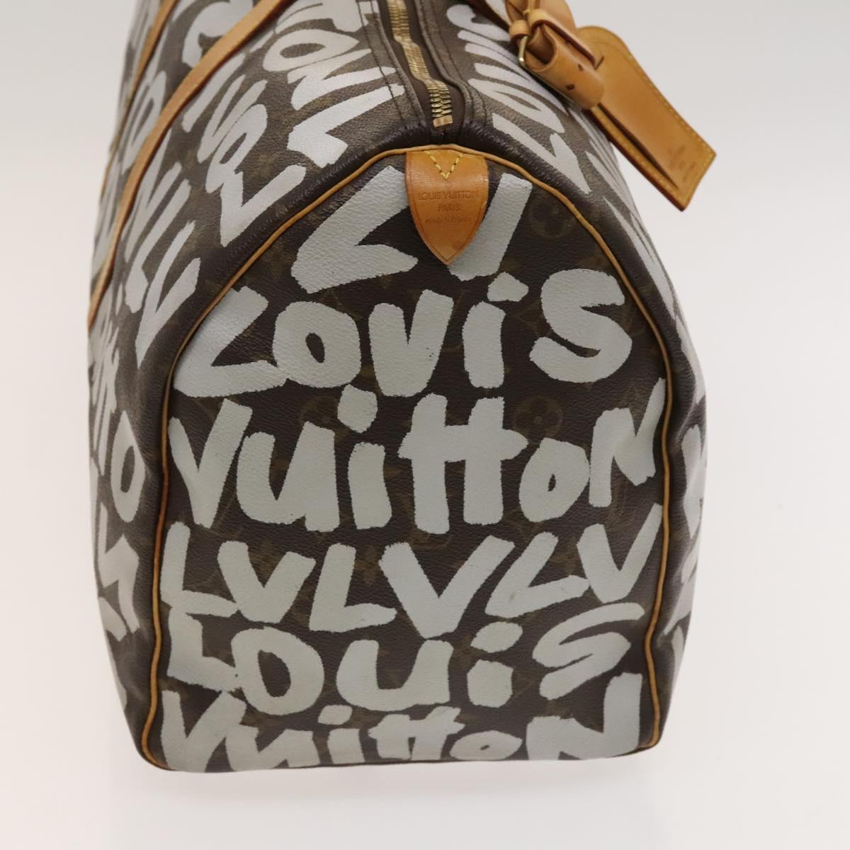 LOUIS VUITTON Monogram Graffiti Keepall 50 Boston Bag White M92197 Auth 118956