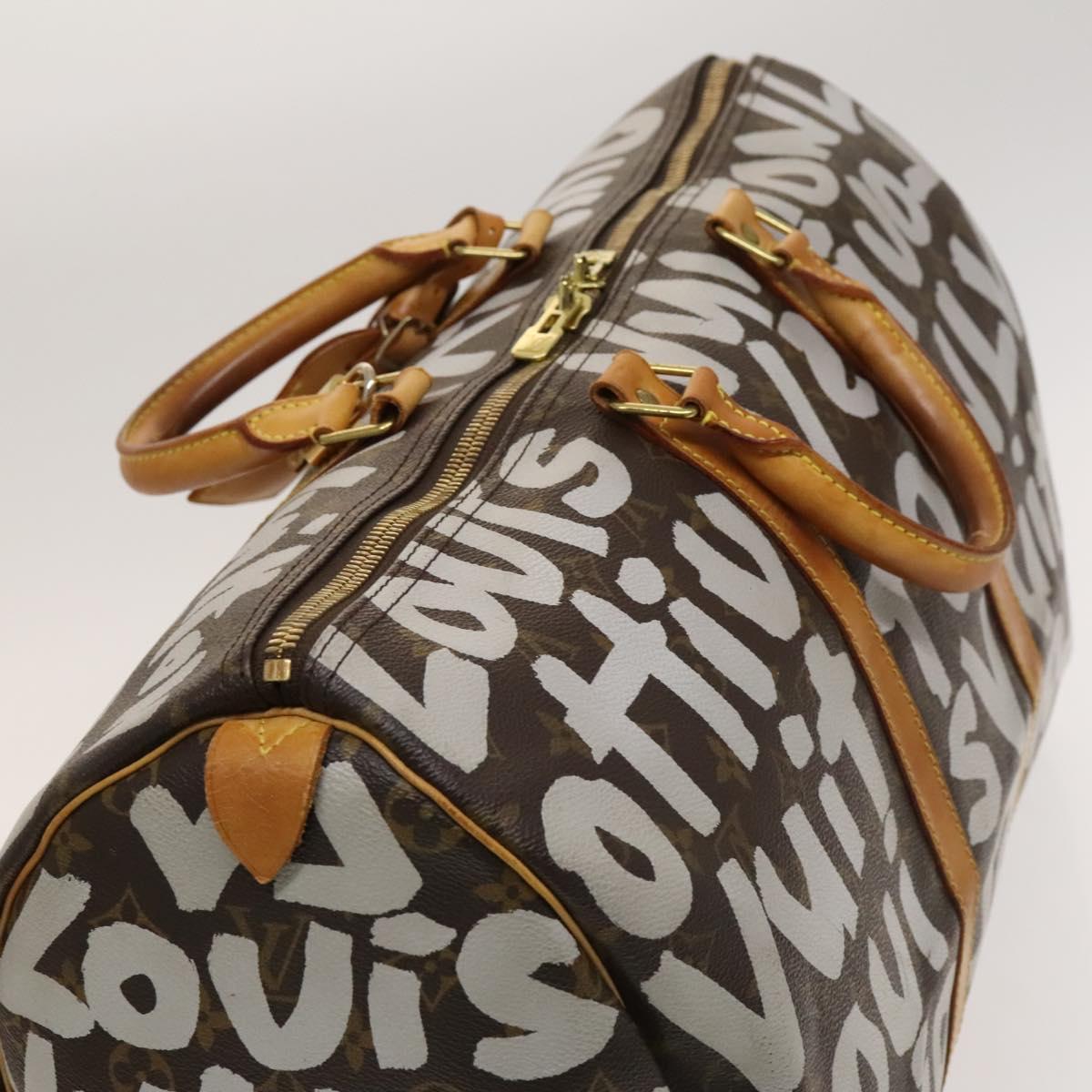 LOUIS VUITTON Monogram Graffiti Keepall 50 Boston Bag White M92197 Auth 118956