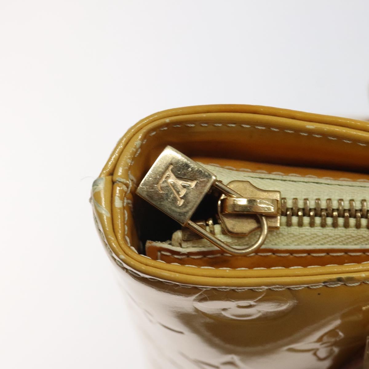 LOUIS VUITTON Monogram Vernis Houston Hand Bag Lime Yellow M91055 LV Auth 119005