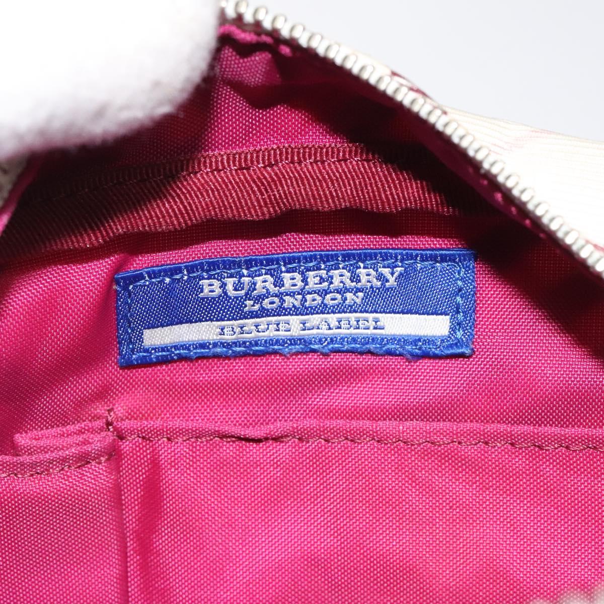 BURBERRY Nova Check Blue Label Shoulder Bag Nylon Beige Silver Auth 119011
