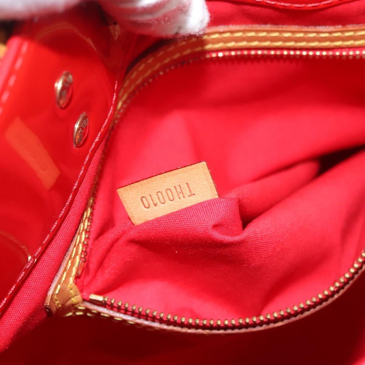 LOUIS VUITTON Monogram Vernis Reade MM Hand Bag Red Rouge M91086 LV Auth 119019
