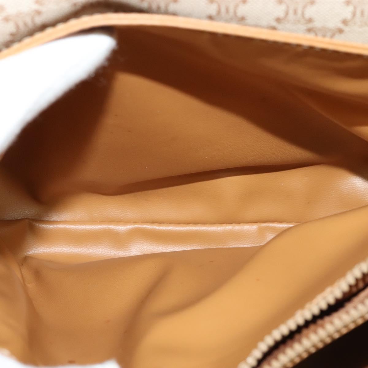 CELINE Macadam Canvas Shoulder Bag PVC Beige Gold Auth 119023