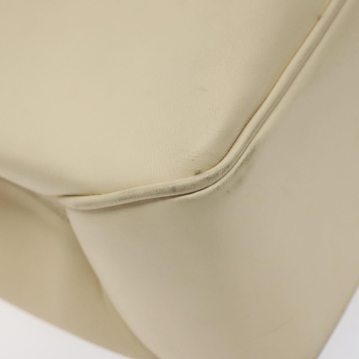 CELINE Tote Bag Leather Beige Silver Auth 119026