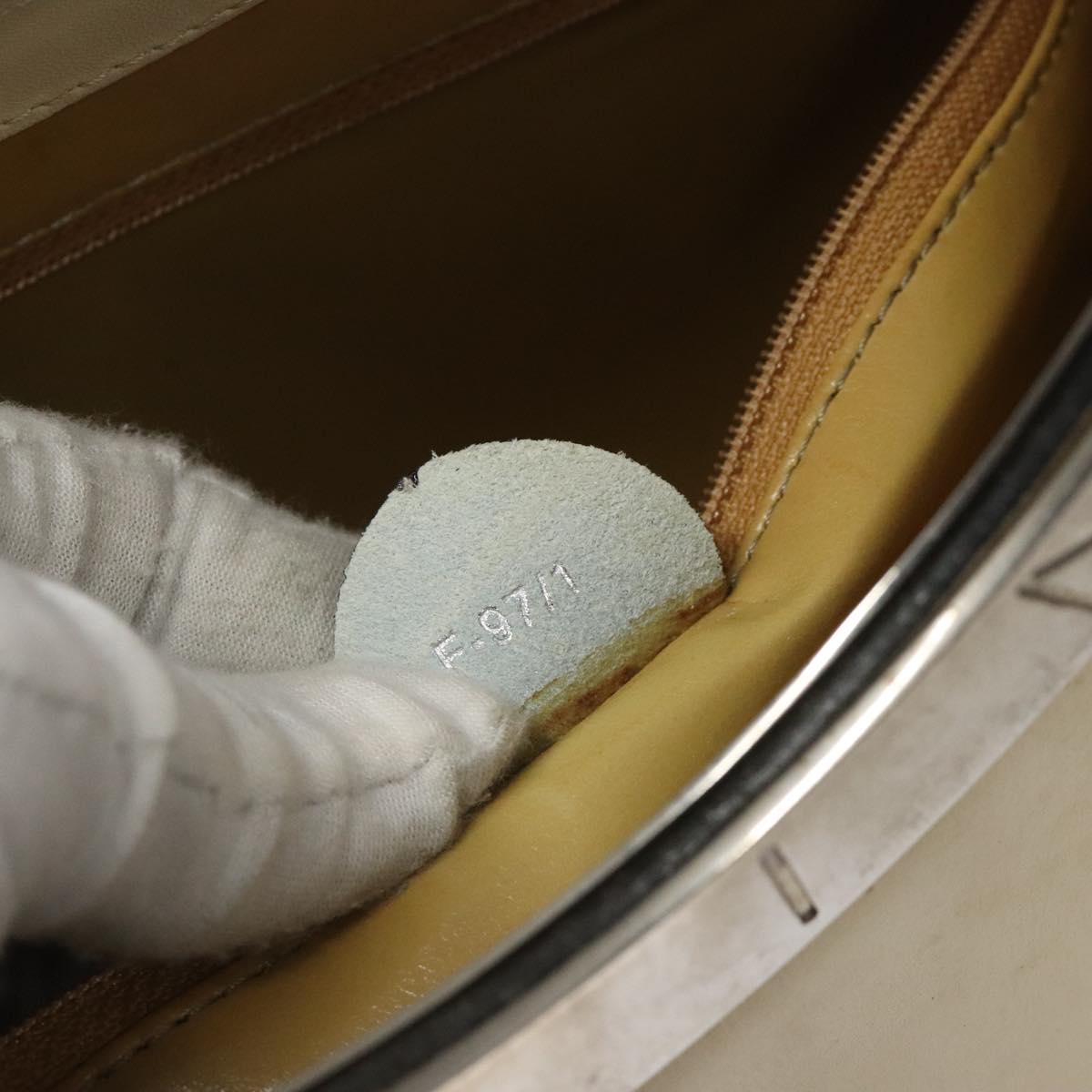 CELINE Tote Bag Leather Beige Silver Auth 119026