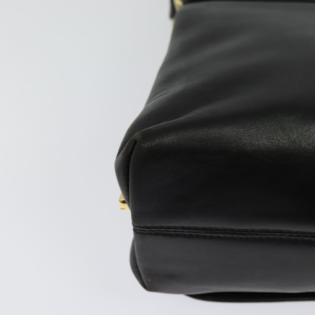 Salvatore Ferragamo Hand Bag Leather 2way Black Gold Auth 119032