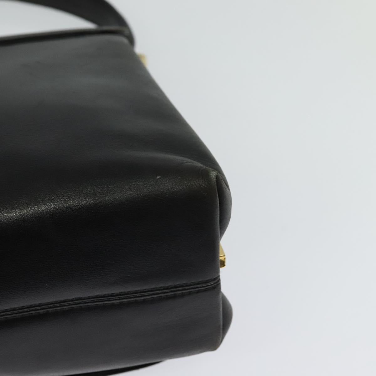 Salvatore Ferragamo Hand Bag Leather 2way Black Gold Auth 119032