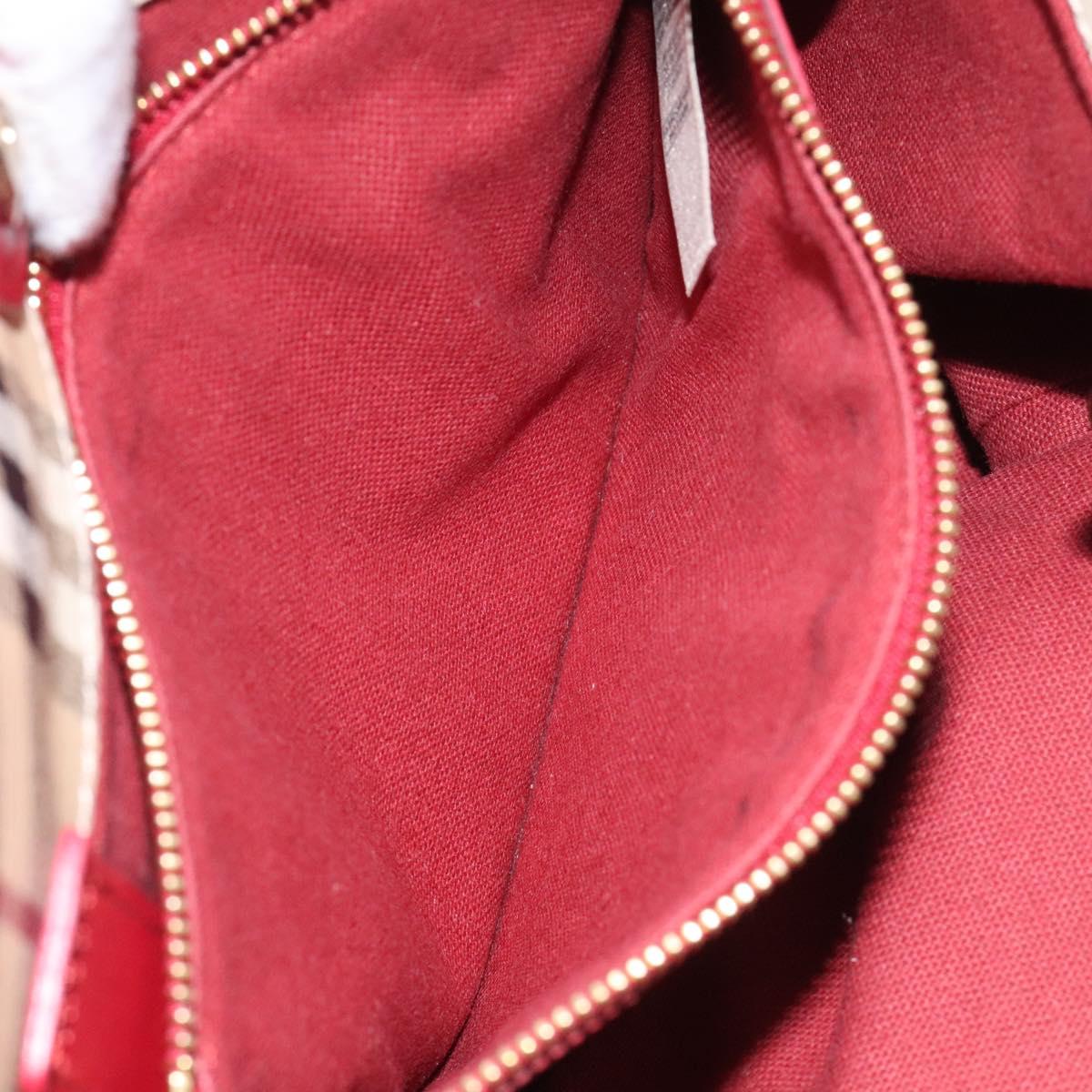 BURBERRY Nova Check Shoulder Bag PVC Beige Gold Auth 119050