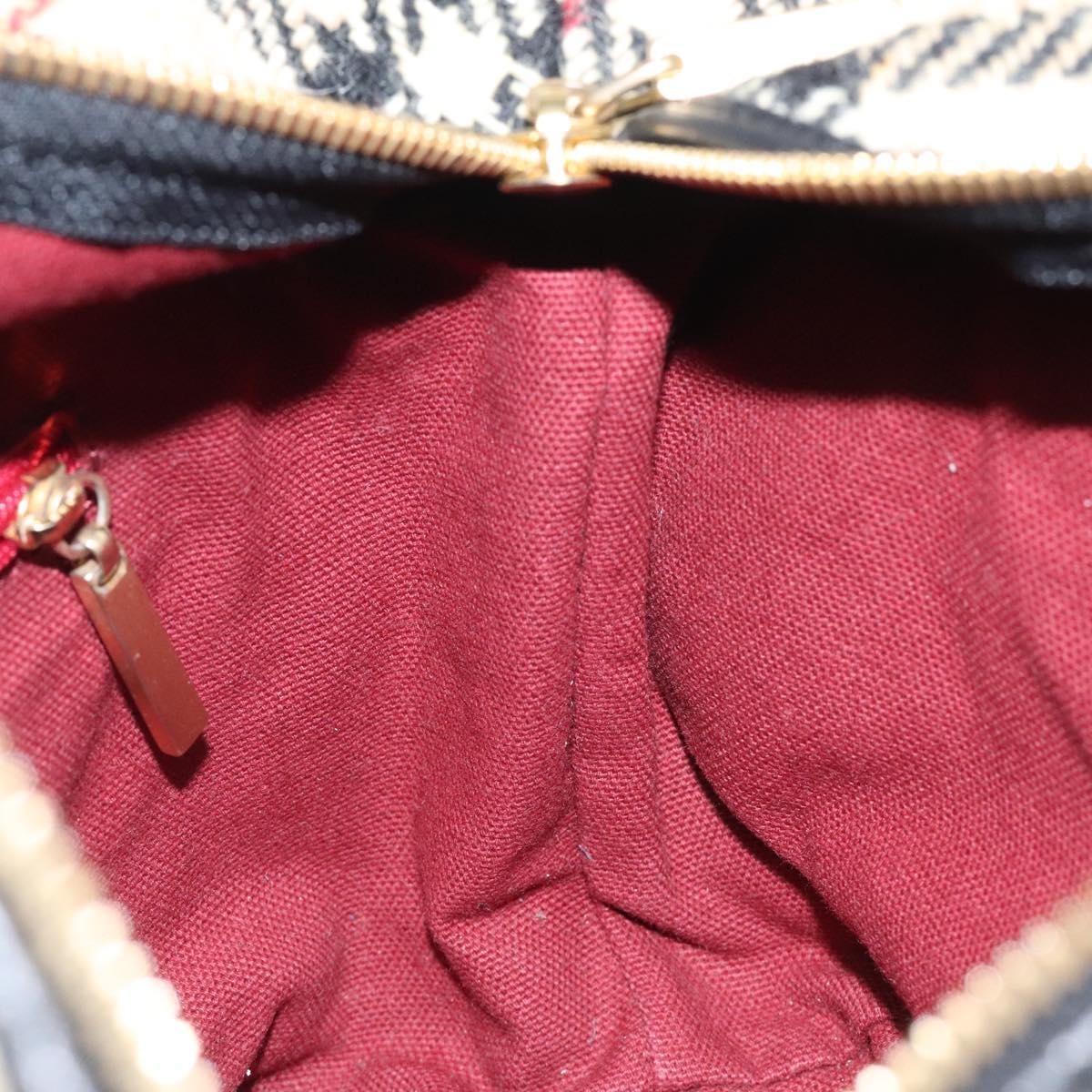 BURBERRY Hand Bag Wool Beige Gold Auth 119051