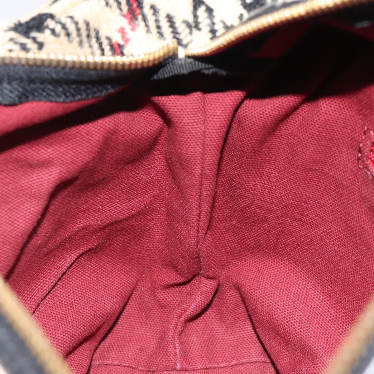 BURBERRY Hand Bag Wool Beige Gold Auth 119051