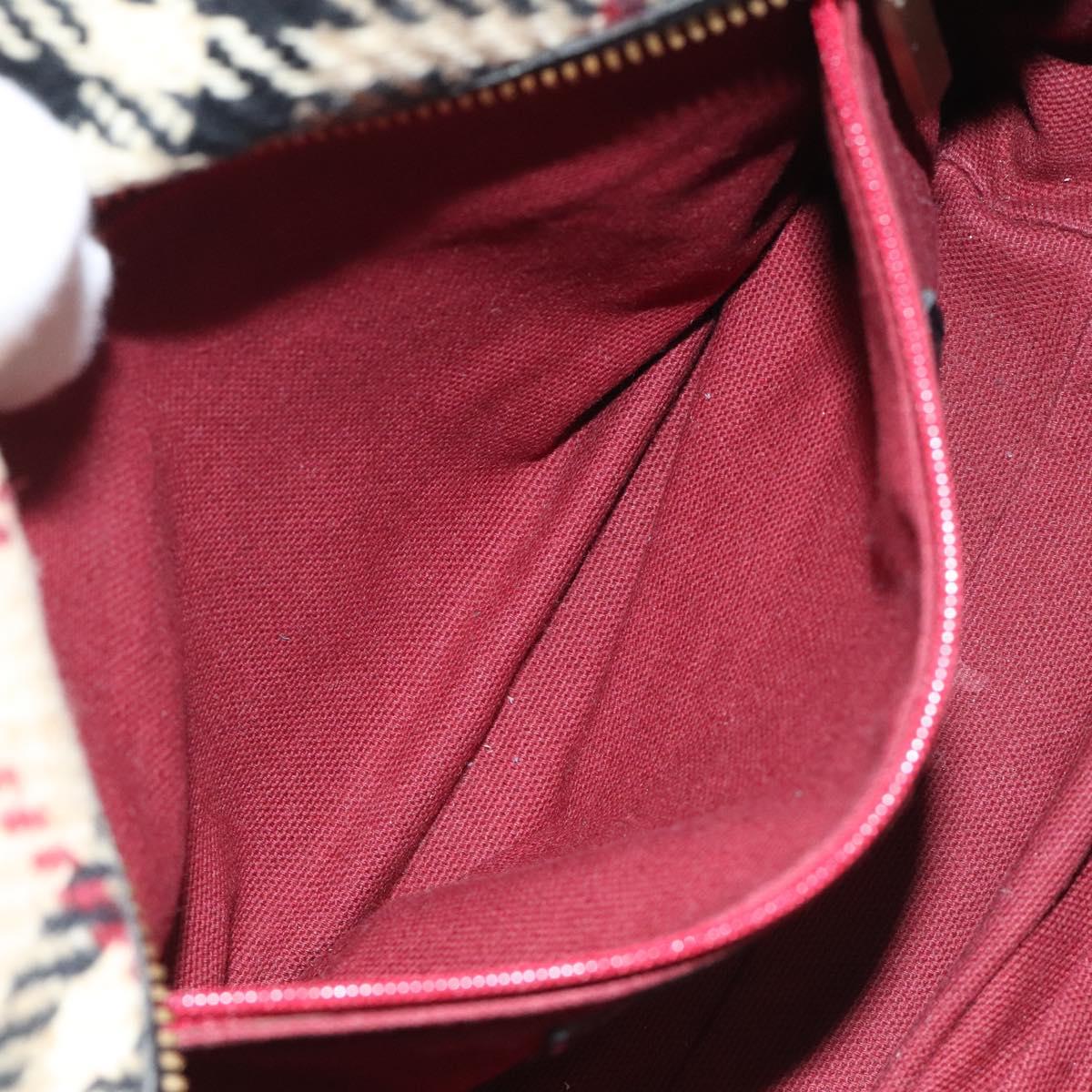 BURBERRY Hand Bag Wool Beige Gold Auth 119051