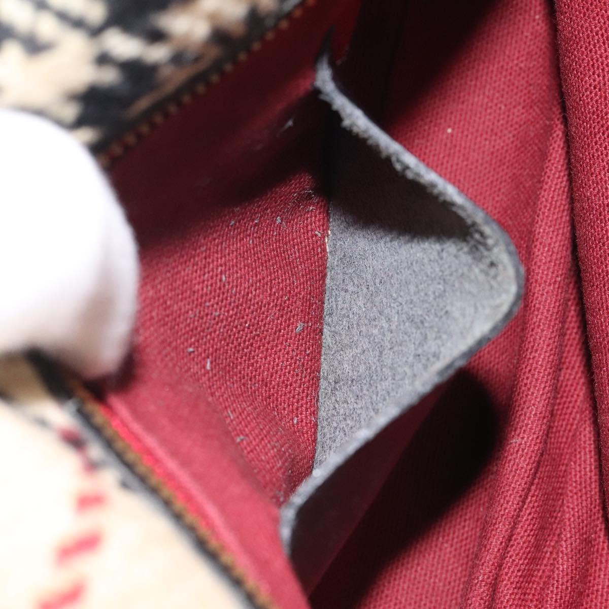 BURBERRY Hand Bag Wool Beige Gold Auth 119051