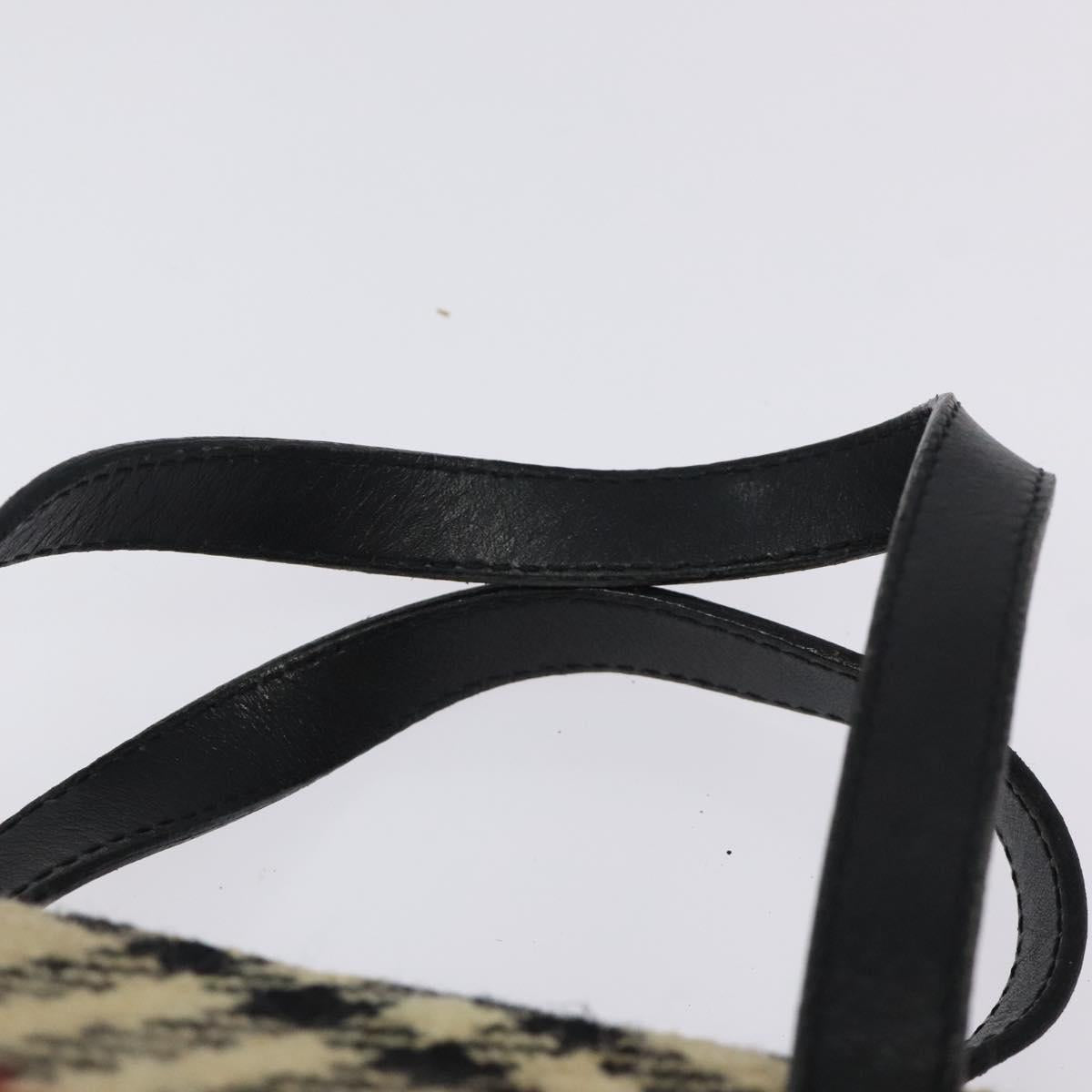 BURBERRY Hand Bag Wool Beige Gold Auth 119051