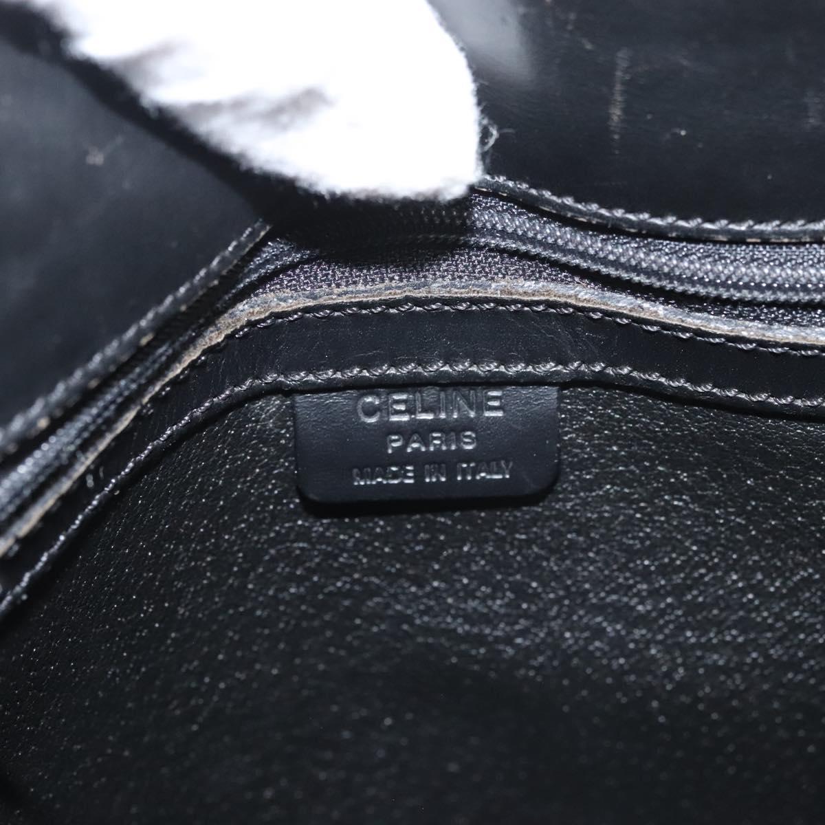 CELINE Macadam Canvas Shoulder Bag PVC Leather Black Gold Auth 119071