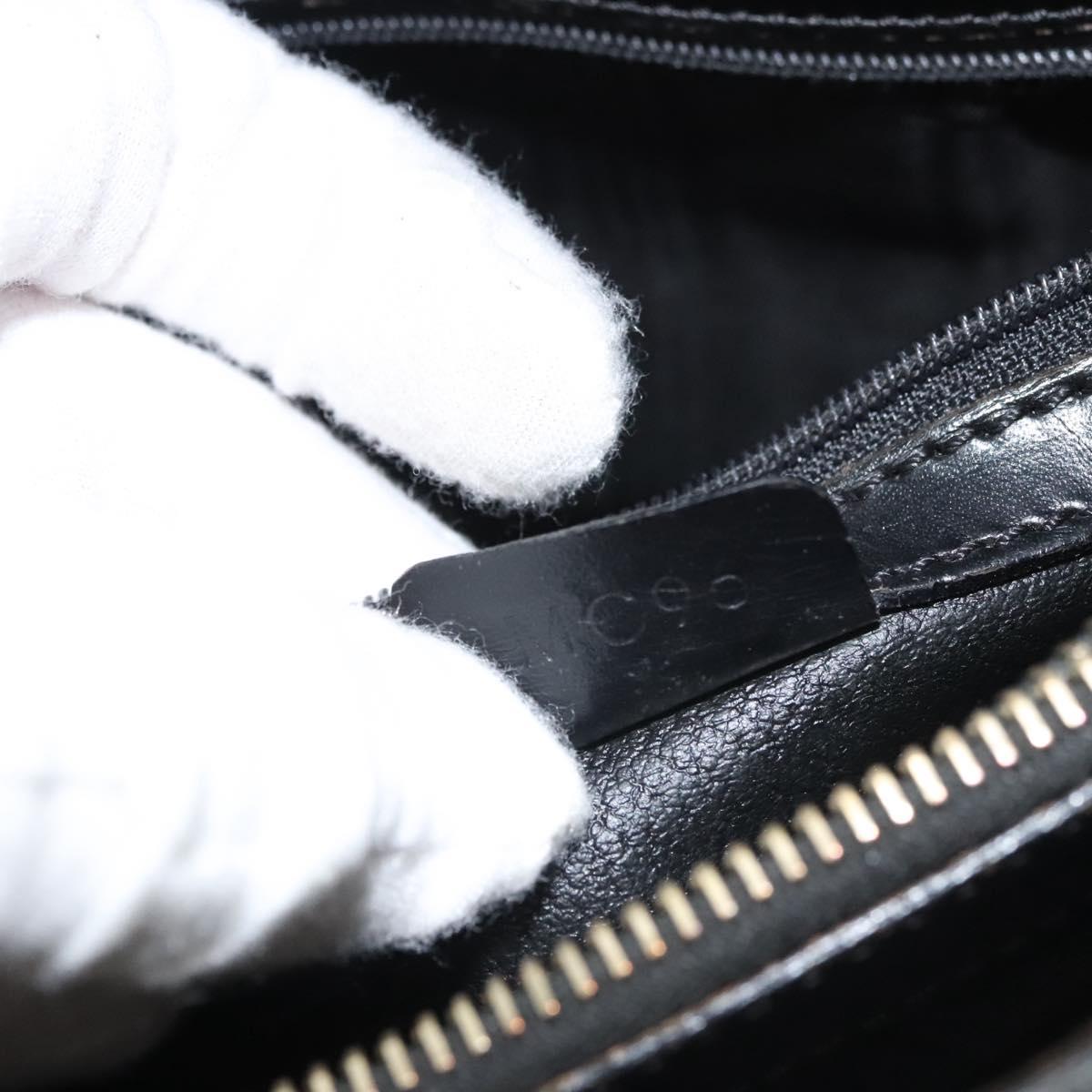 CELINE Macadam Canvas Shoulder Bag PVC Leather Black Gold Auth 119071