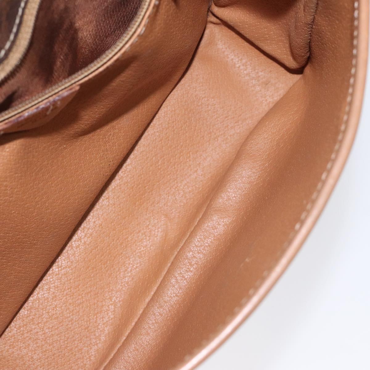 CELINE Macadam Canvas Shoulder Bag PVC Leather Brown Gold Auth 119072