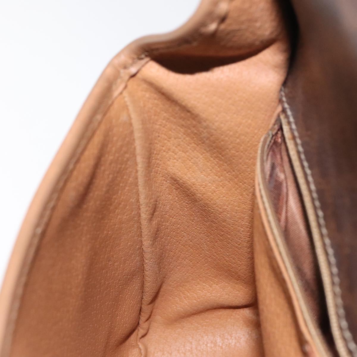 CELINE Macadam Canvas Shoulder Bag PVC Leather Brown Gold Auth 119072