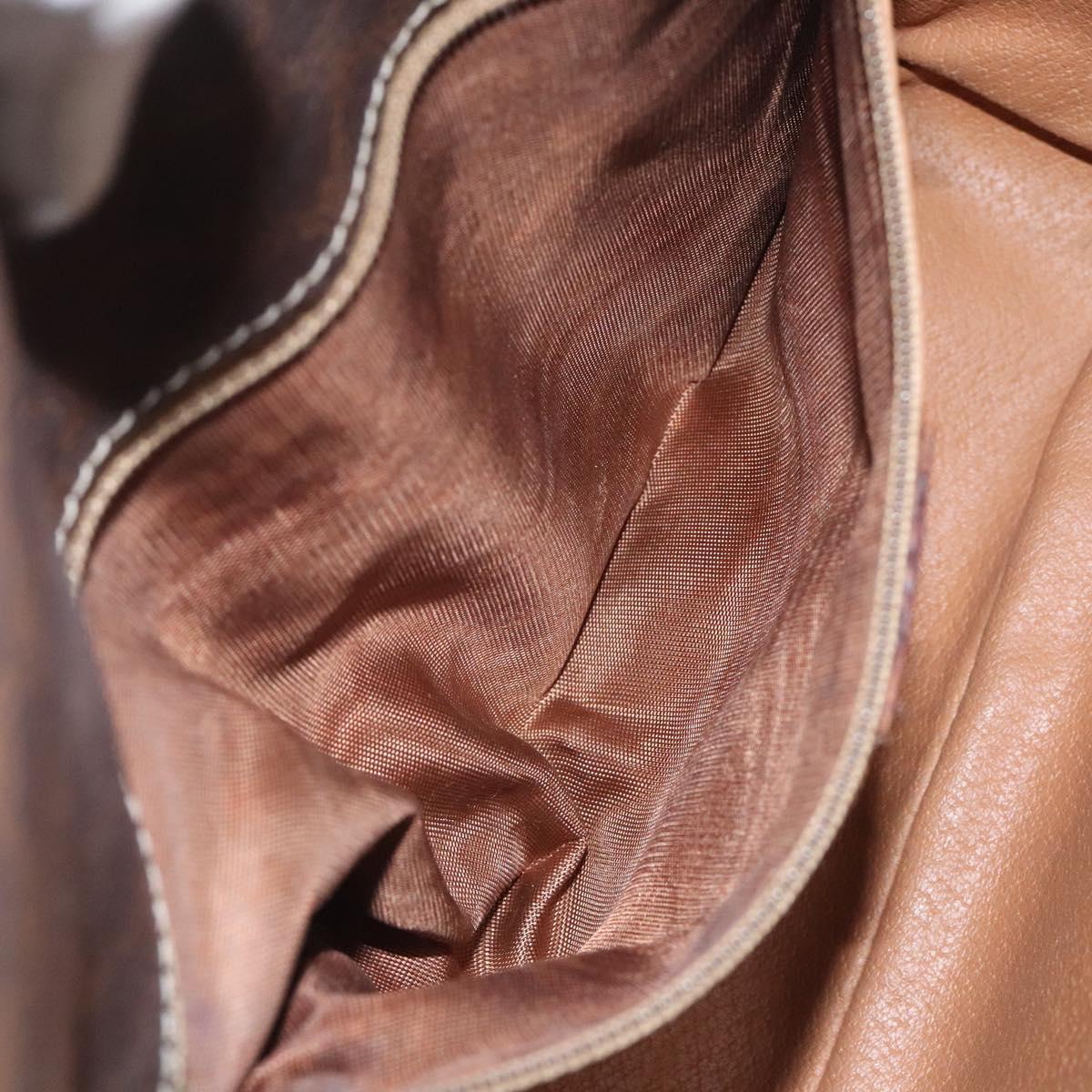 CELINE Macadam Canvas Shoulder Bag PVC Leather Brown Gold Auth 119072