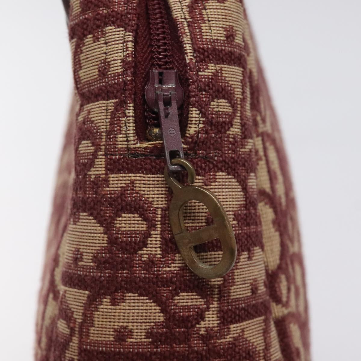 Christian Dior Trotter Canvas Hand Bag Red Gold Auth 119073