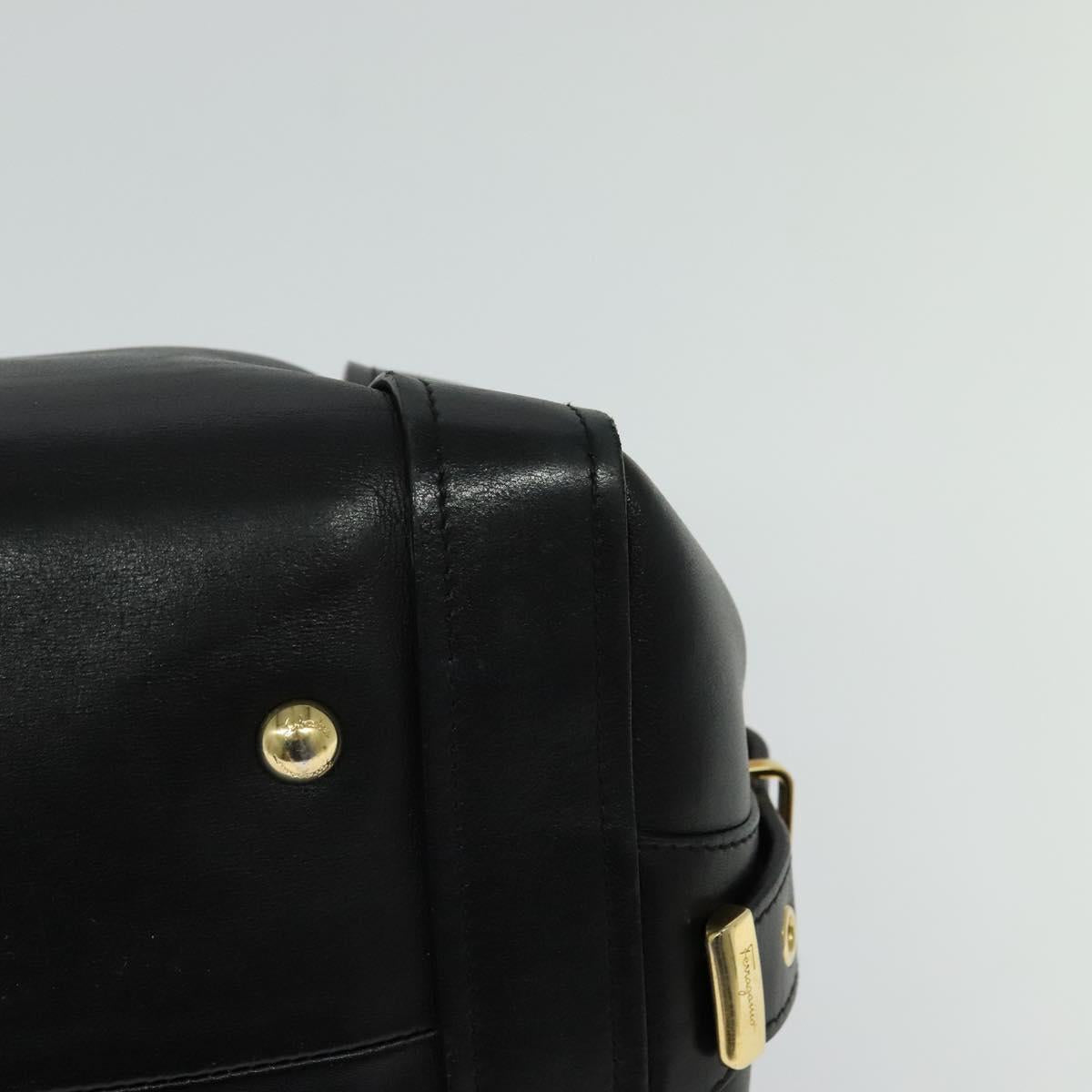 Salvatore Ferragamo Gancini Hand Bag Leather Black Gold Auth 119077