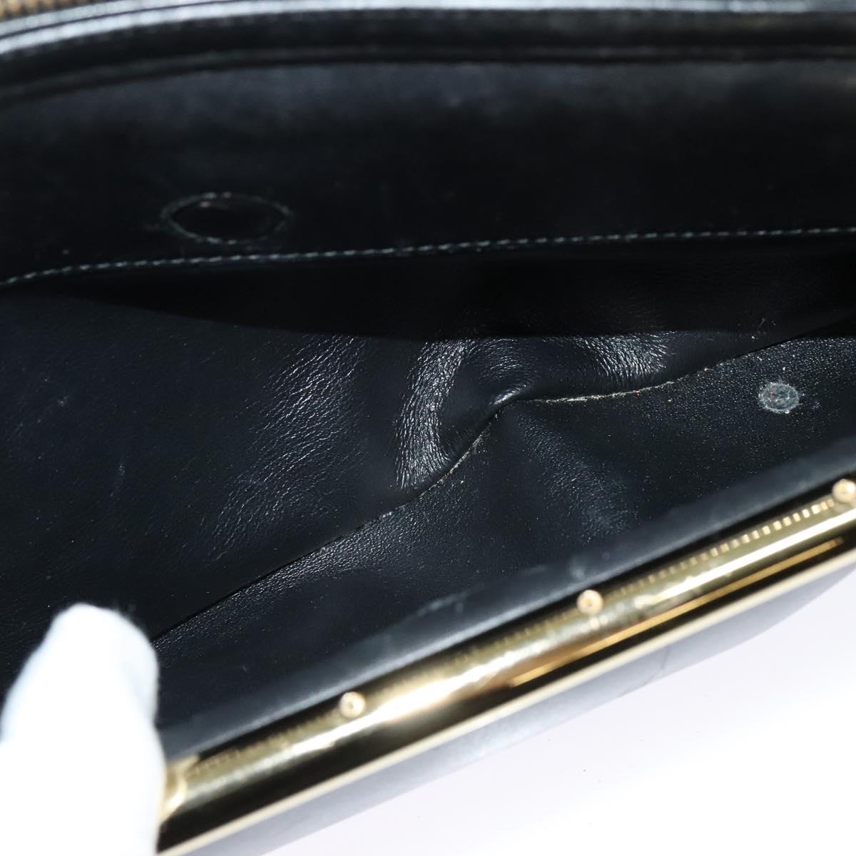 Salvatore Ferragamo Gancini Hand Bag Leather Black Gold Auth 119077