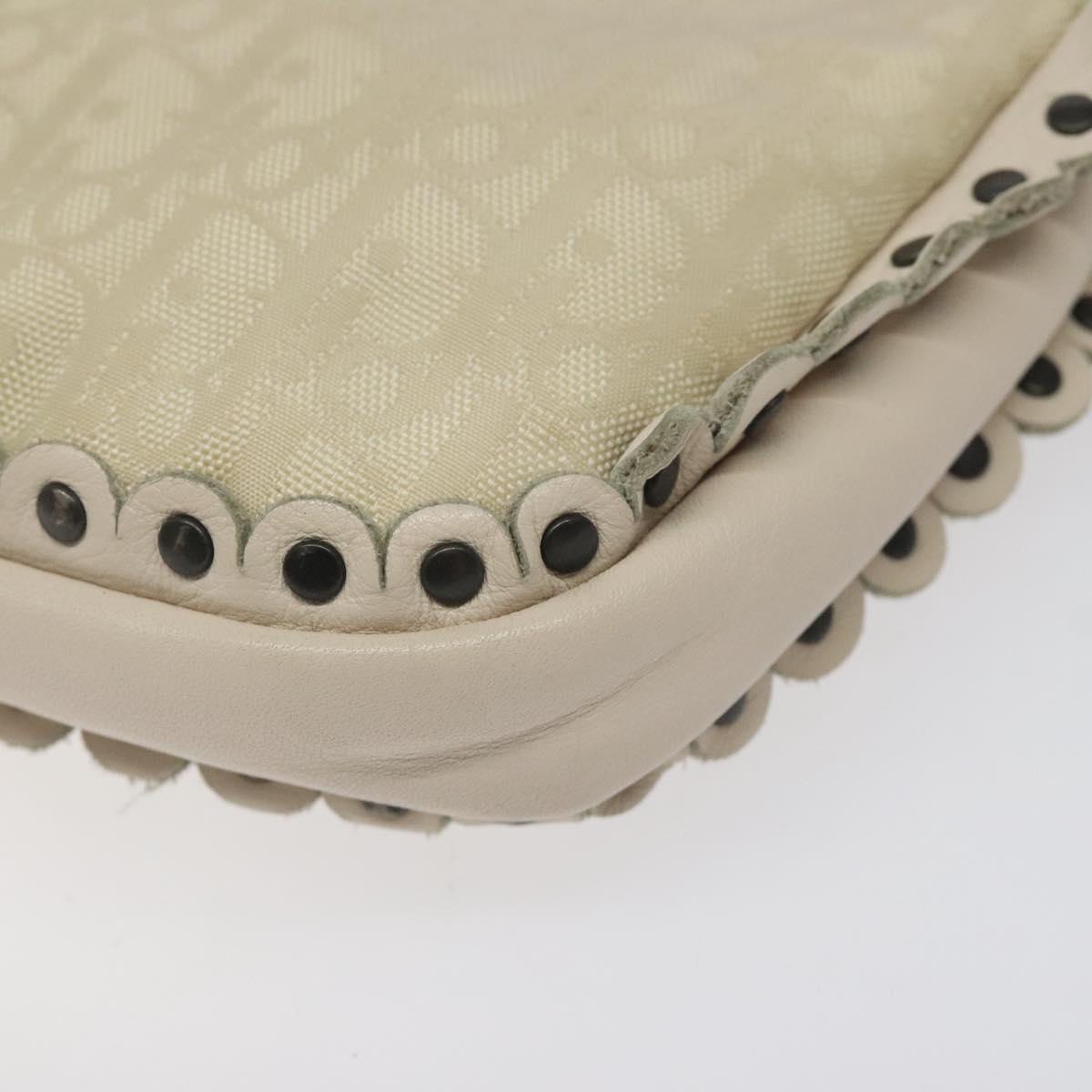 Christian Dior Trotter Canvas Shoulder Bag White Auth 119092A