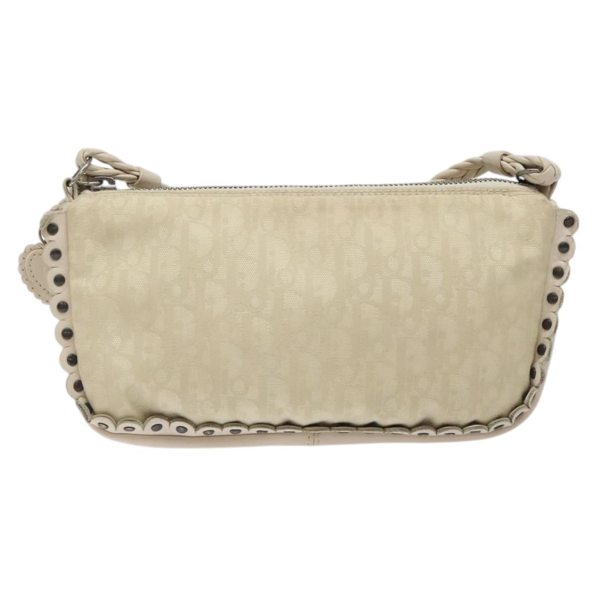 Christian Dior Trotter Canvas Shoulder Bag White Auth 119092A