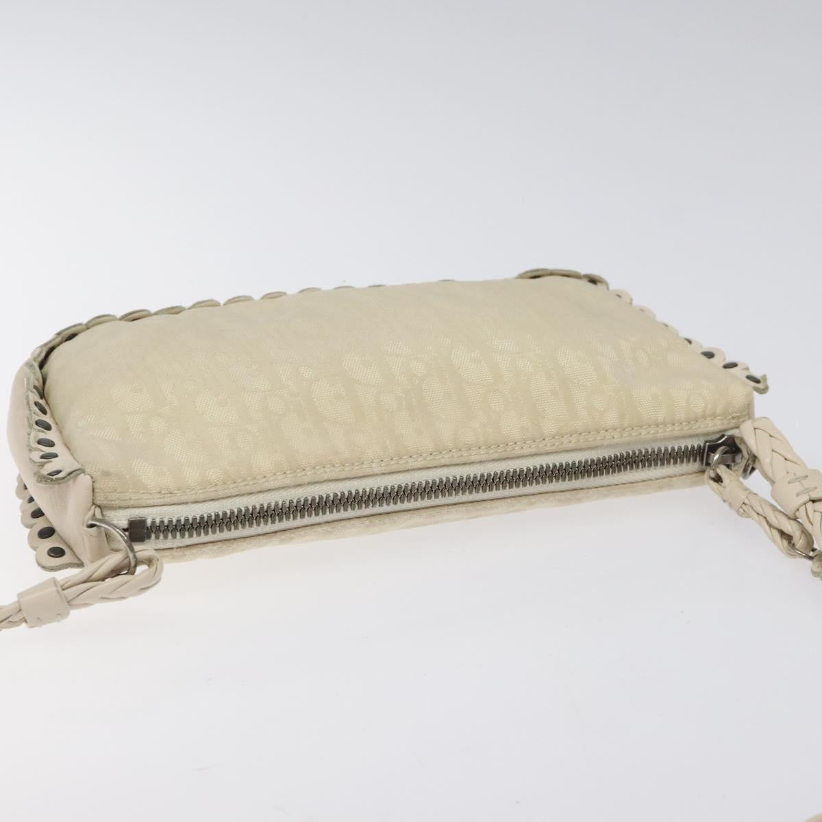 Christian Dior Trotter Canvas Shoulder Bag White Auth 119092A