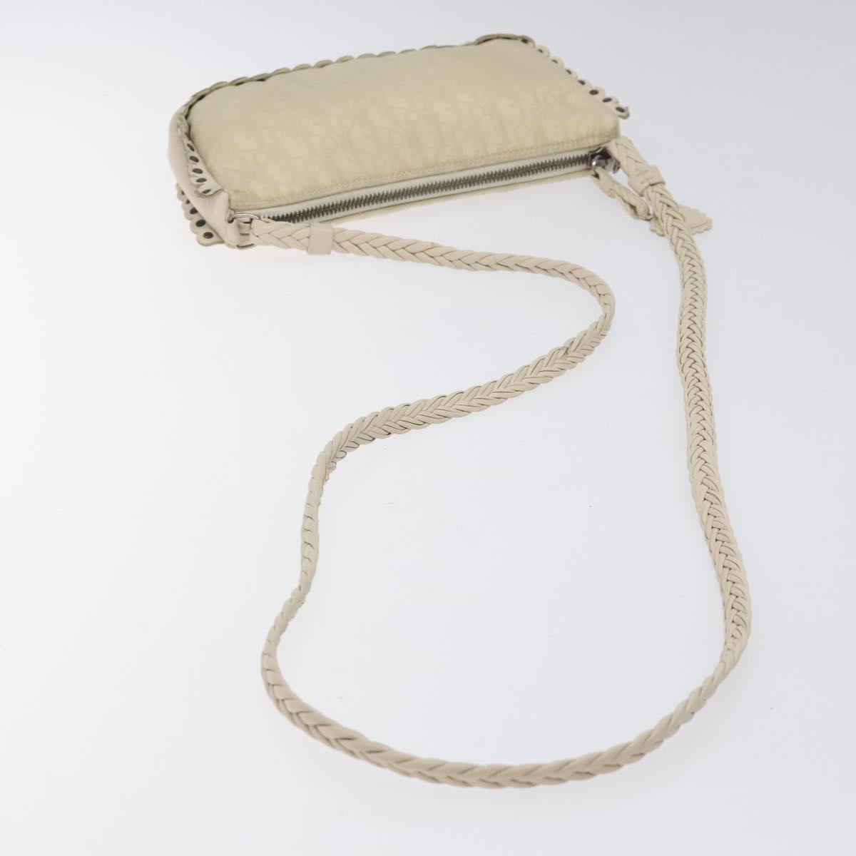 Christian Dior Trotter Canvas Shoulder Bag White Auth 119092A