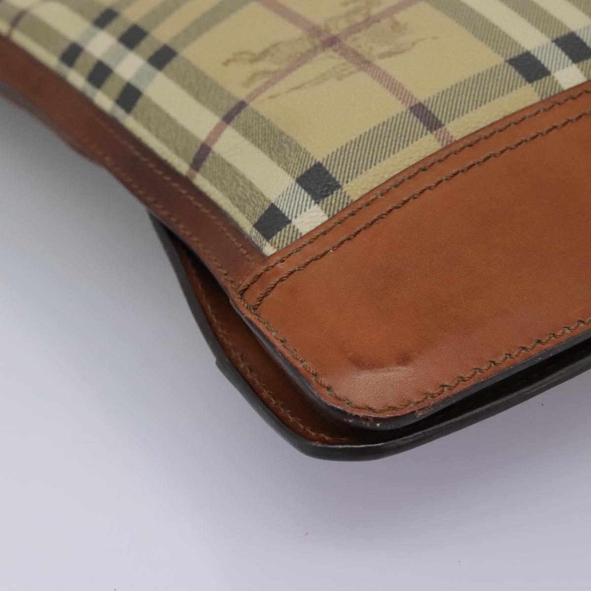 BURBERRY Nova Check Shoulder Bag PVC Beige Auth 119094