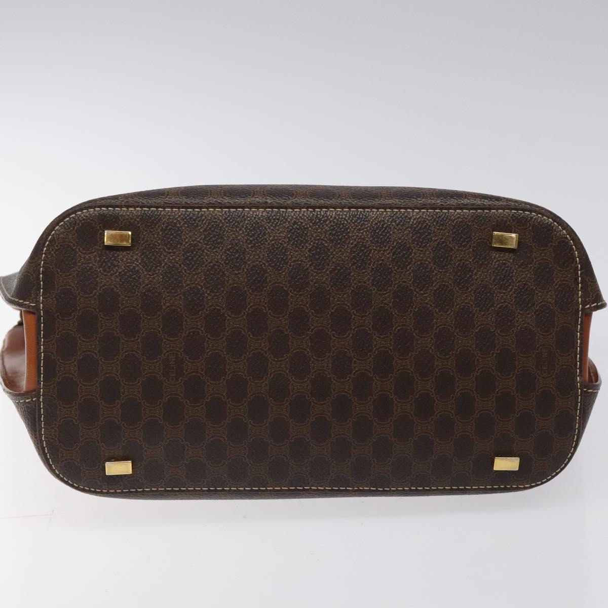 CELINE Macadam Canvas Hand Bag PVC Leather Brown Gold Auth 119138