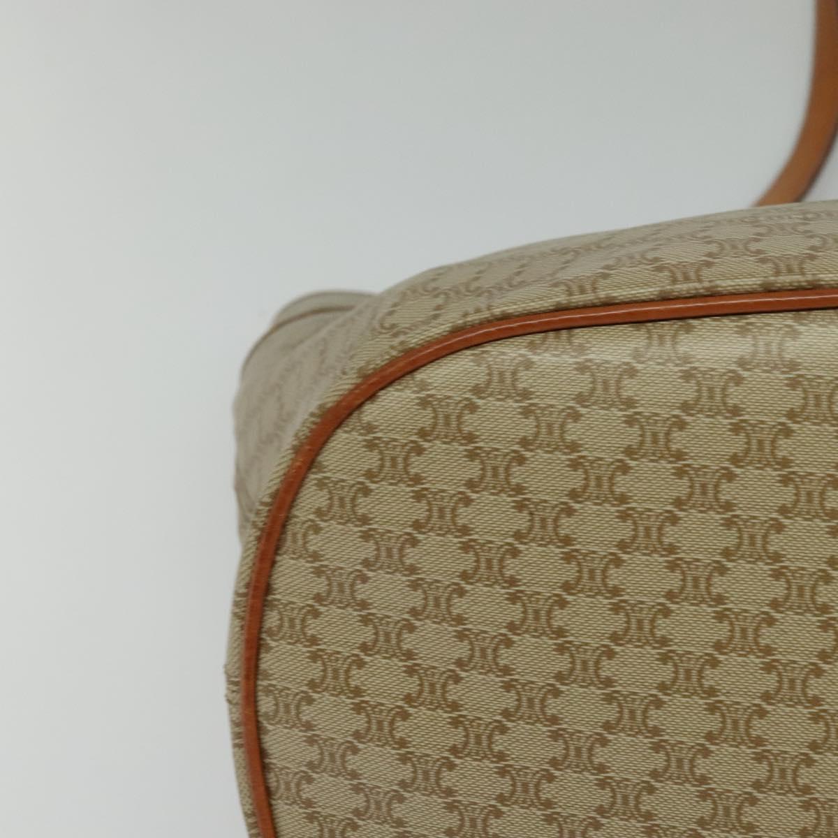 CELINE Macadam Canvas Tote Bag Beige Gold Auth 119139
