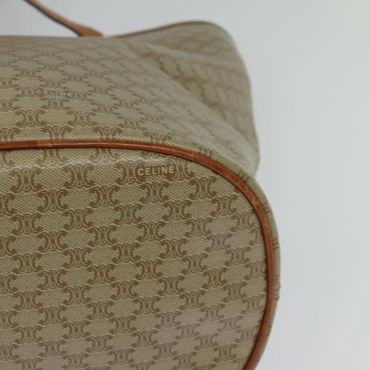 CELINE Macadam Canvas Tote Bag Beige Gold Auth 119139