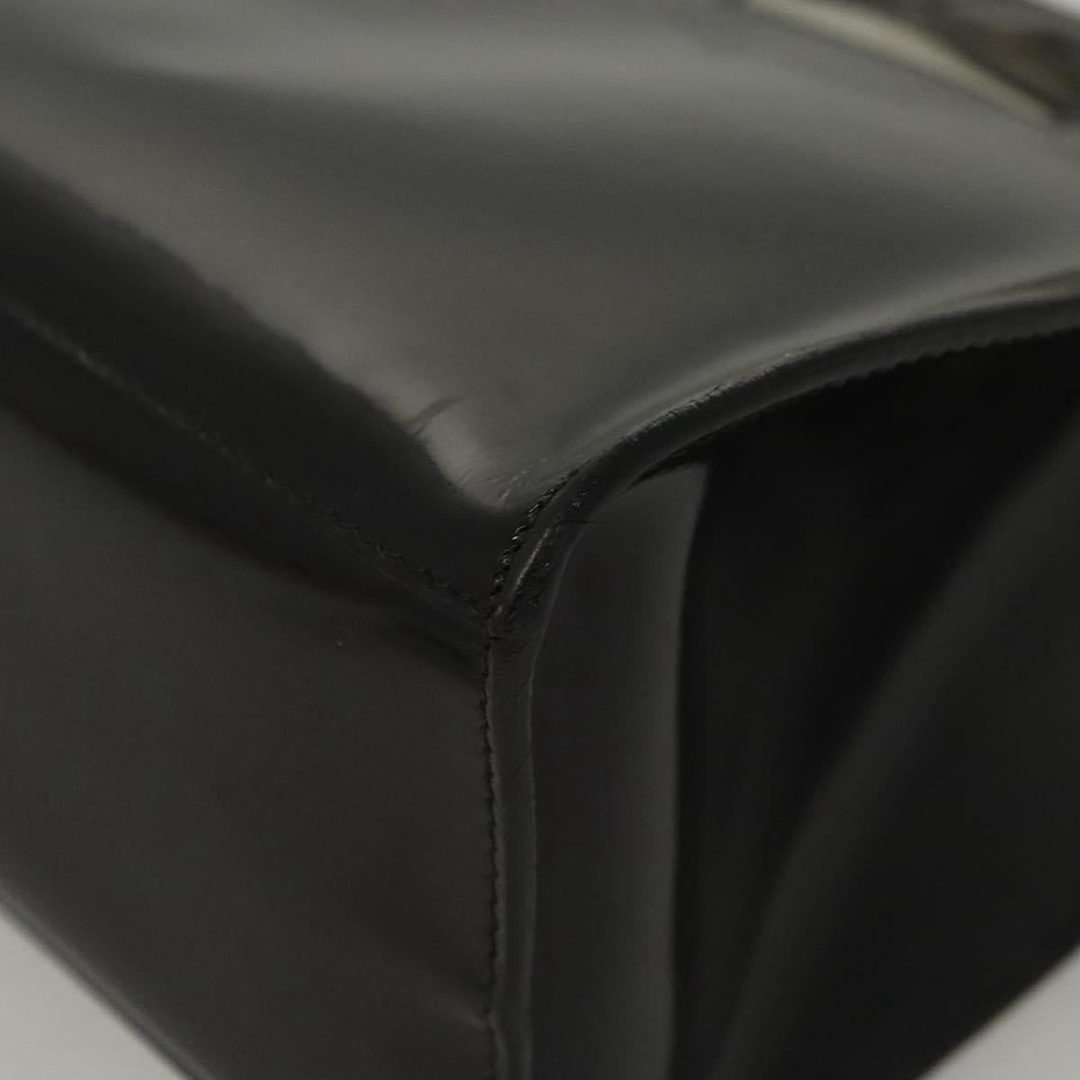 Salvatore Ferragamo Hand Bag Enamel Black Auth 119146