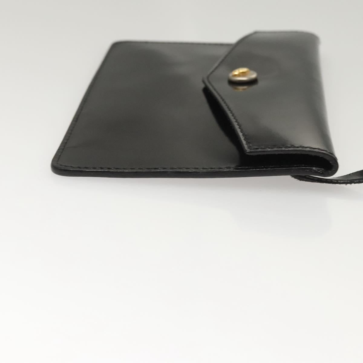 Salvatore Ferragamo Hand Bag Enamel Black Auth 119146