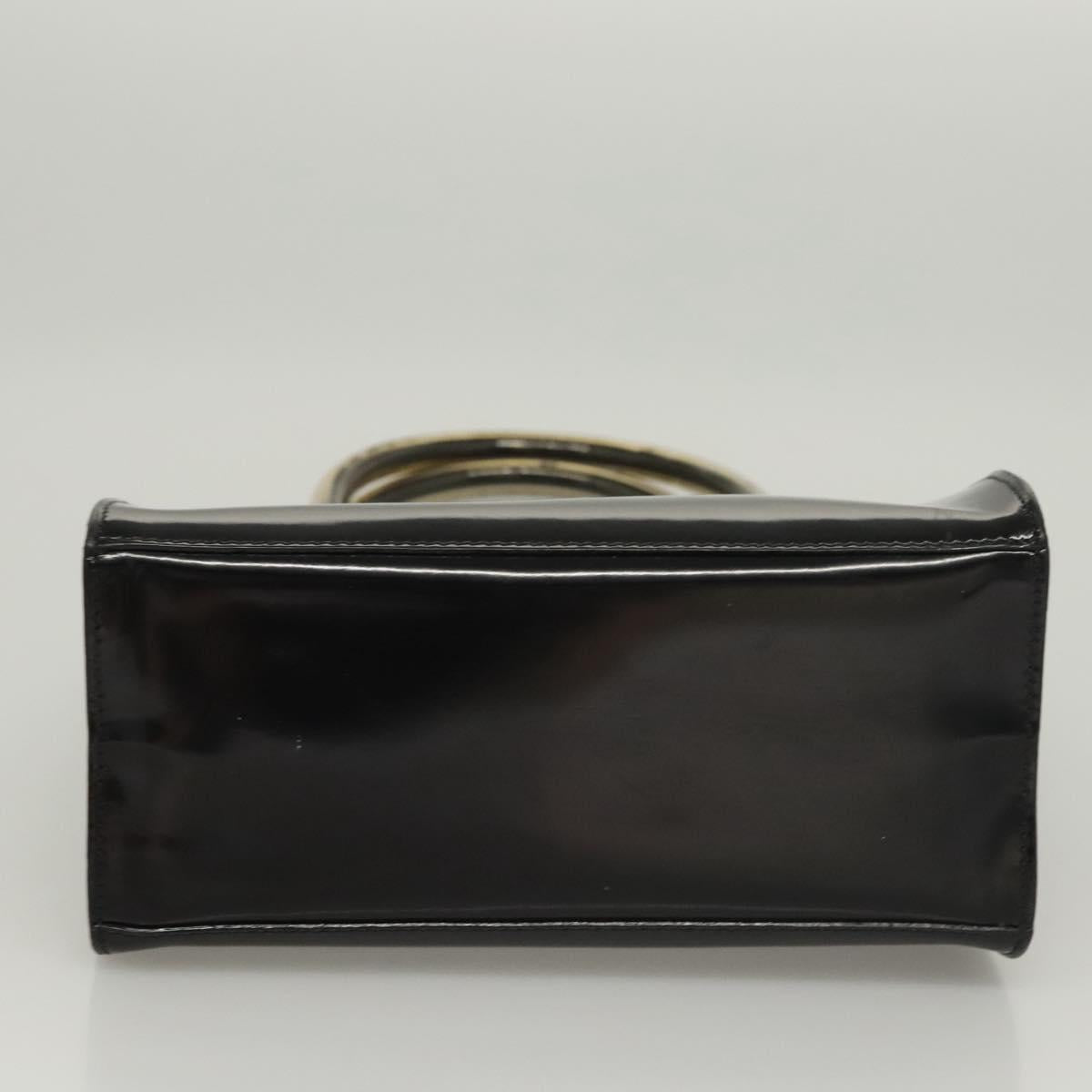 Salvatore Ferragamo Hand Bag Enamel Black Auth 119146