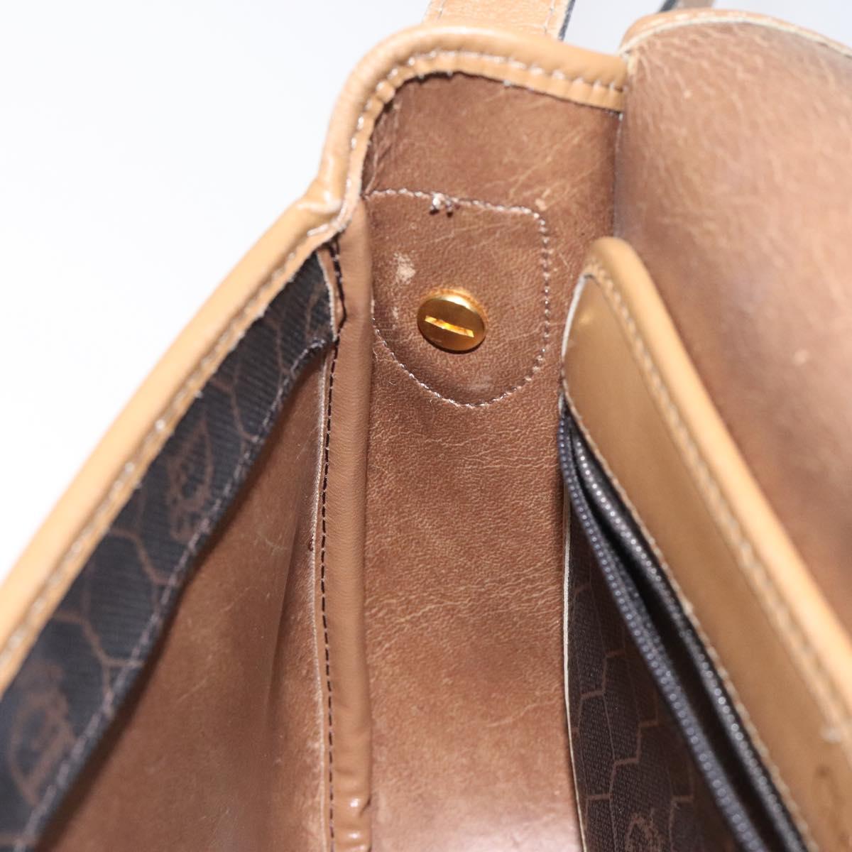 Christian Dior Honeycomb Canvas Shoulder Bag PVC Black Gold Auth 119149