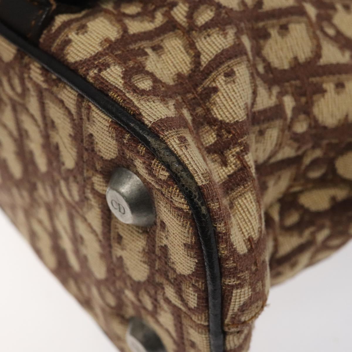 Christian Dior Trotter Canvas Hand Bag Brown Auth 119161