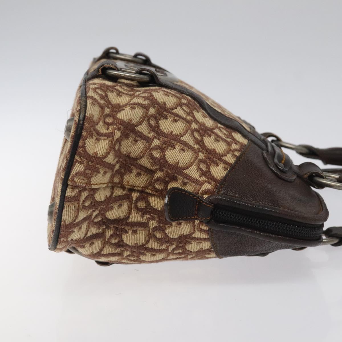Christian Dior Trotter Canvas Hand Bag Brown Auth 119161