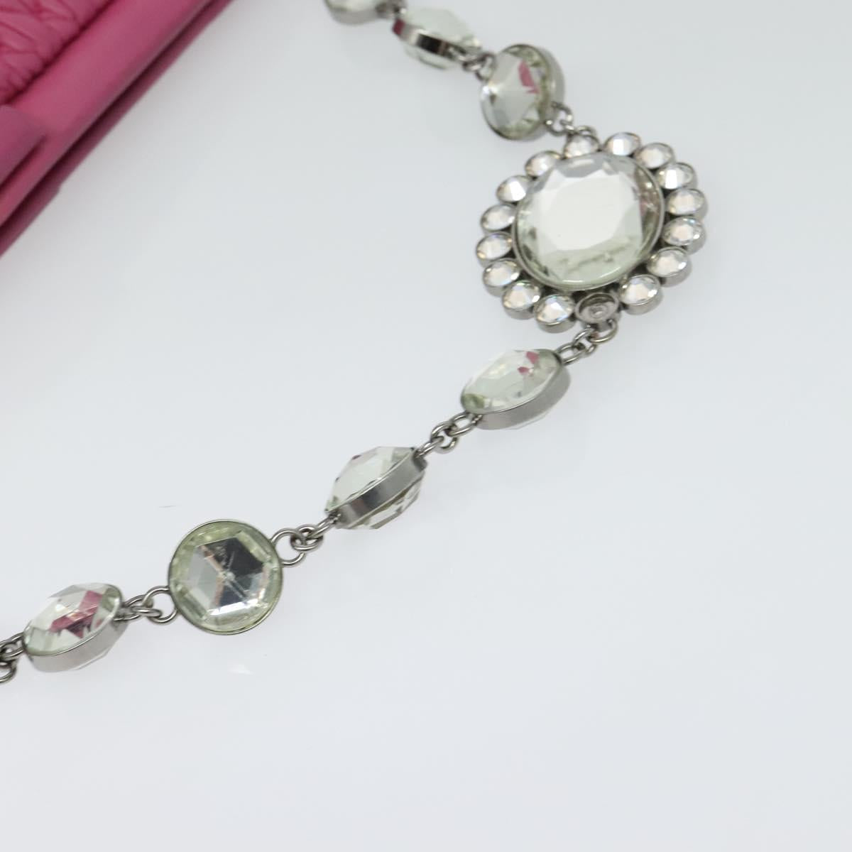 Miu Miu Matelasse Bijoux Hand Bag Leather 2way Pink Silver Auth 119162