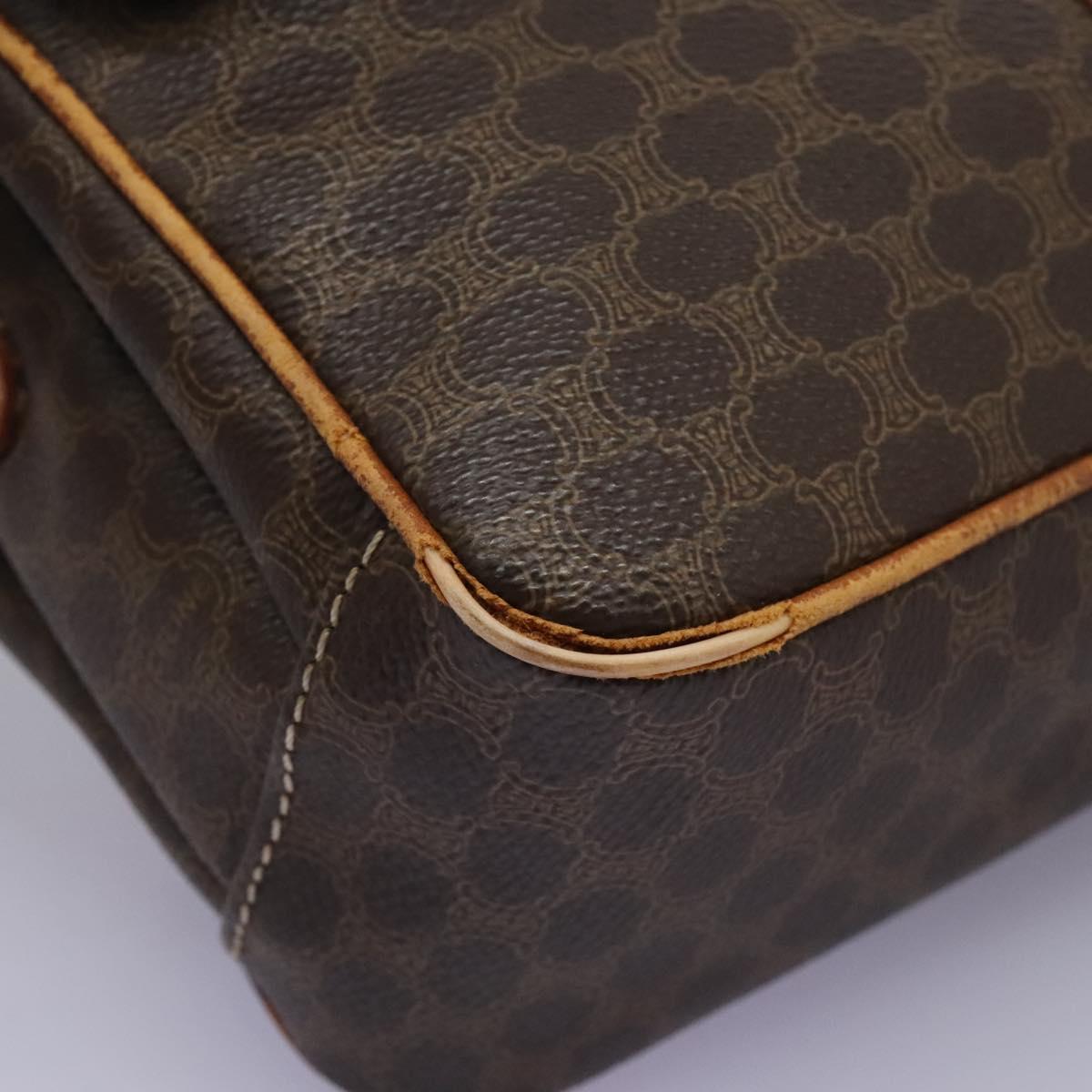 CELINE Macadam Canvas Shoulder Bag PVC Leather Brown Gold Auth 119165