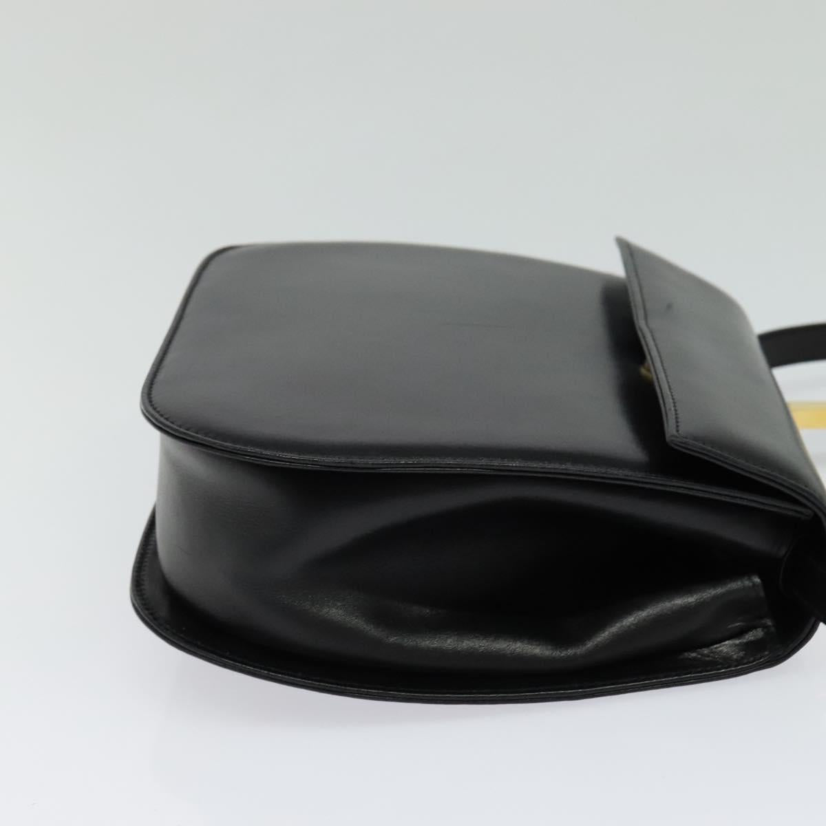 Salvatore Ferragamo Gancini Hand Bag Leather 2way Black Gold Auth 119166