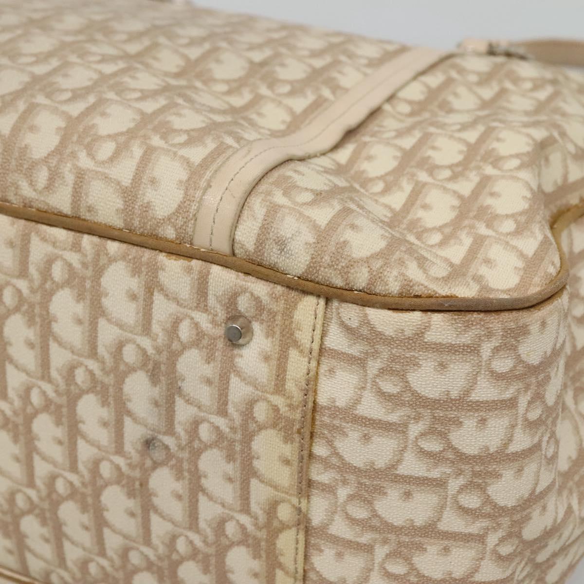 Christian Dior Romantic Chain Trotter Canvas Shoulder Bag PVC Beige Auth 119181