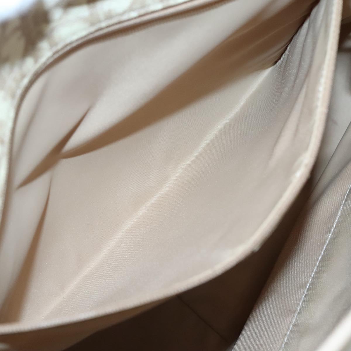 Christian Dior Romantic Chain Trotter Canvas Shoulder Bag PVC Beige Auth 119181