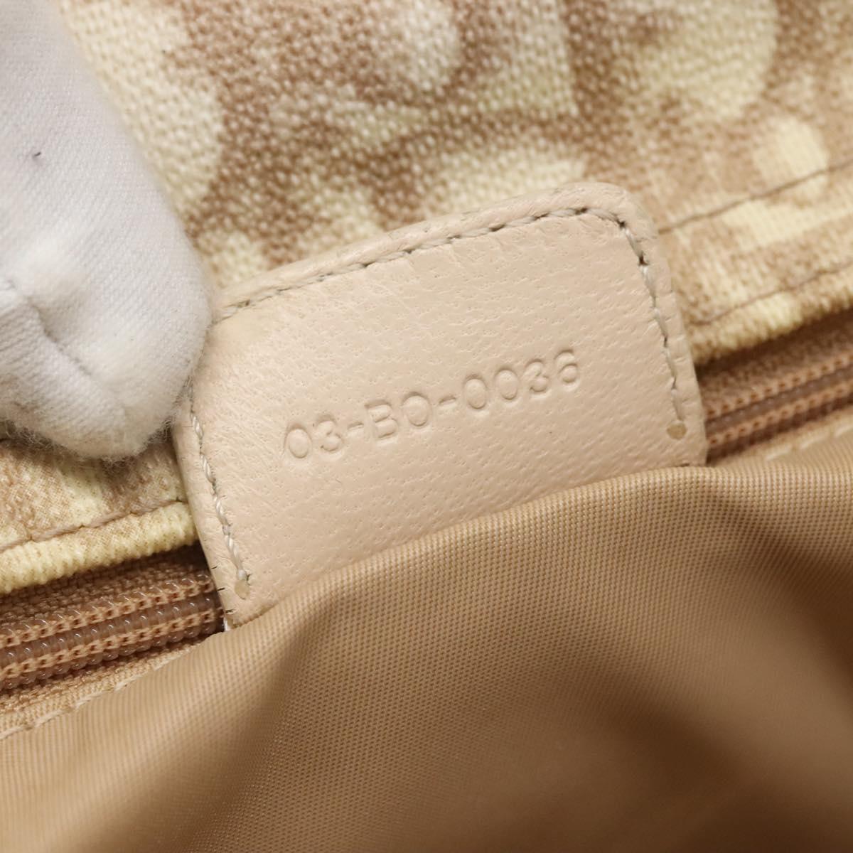 Christian Dior Romantic Chain Trotter Canvas Shoulder Bag PVC Beige Auth 119181